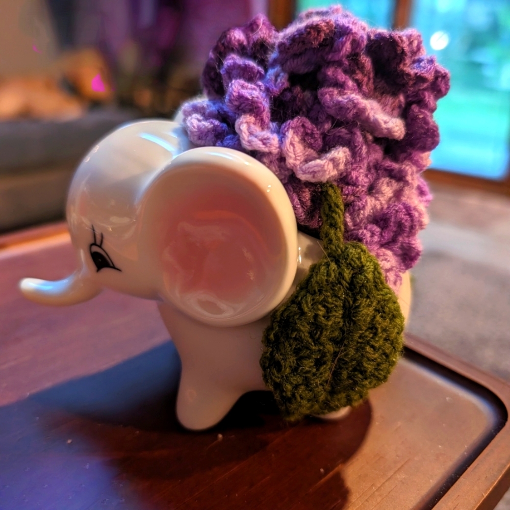 Crochet violet succulent in ceramic planter
